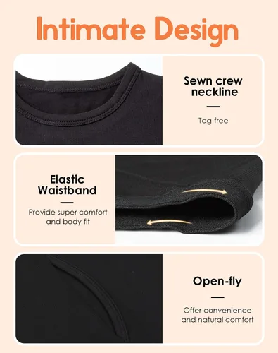 Vista 3 de MANCYFIT Ropa interior térmica para niños conjunto de pantalones largos con forro polar para niños capa base ultra suave