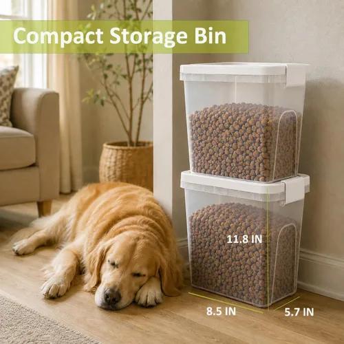 Vista 4 de Contenedor hermético de almacenamiento de alimentos para perros y gatos de Blanco brillante