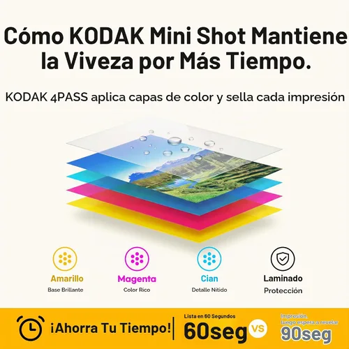 Vista 5 de Kodak Mini Shot 3 Retro 4PASS 2 en 1 Cámara digital instantánea e impresora de fotos (3 x 3 pulgadas) Bluetooth, iPhone & Android Smartphone