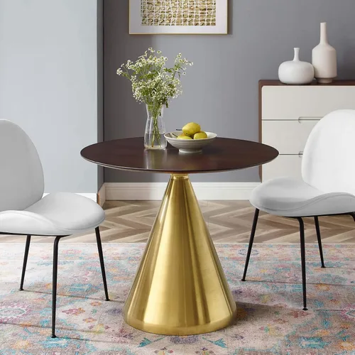 Vista 8 de Modway Tupelo - Mesa de comedor cuadrada de 28 pulgadas, color dorado y blanco