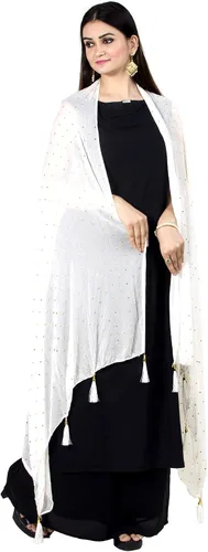 Vista 11 de Chandrakala Chal Dupatta de gasa para mujer, chal envolvente Chunni, beige (D191-P)