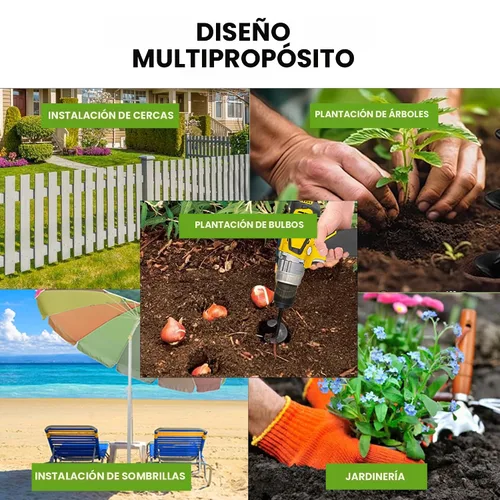 Vista 6 de Paquete de 4 brocas de taladro para plantar – Herramienta de agujero en espiral de jardín y plantador de bulbos para agujeros de paraguas