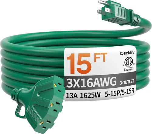 Vista 12 de Cable de extensión negro para exteriores de calibre 16 de 50 pies