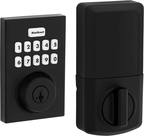 Vista 13 de Kwikset Powerbolt 250 - Cerradura electrónica de transición con teclado de 10 botones, color negro mate, con cómoda entrada sin llave, códigos