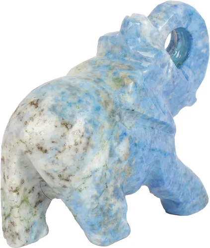 Vista 3 de GEMHUB Estatua de elefante con piedras preciosas de lapislázuli – aproximadamente 220.00 qt. Estatua decorativa tallada a mano