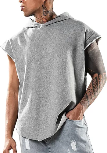 Vista 2 de Camiseta sin mangas con capucha para hombre, diseño de bandera estadounidense, para entrenamiento, 4 de julio, culturismo, culturismo, patriótica