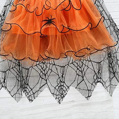 Vista 6 de Vestido de Halloween para bebés y niñas vestido de tul de encaje disfraz de bruja disfraz de Halloween