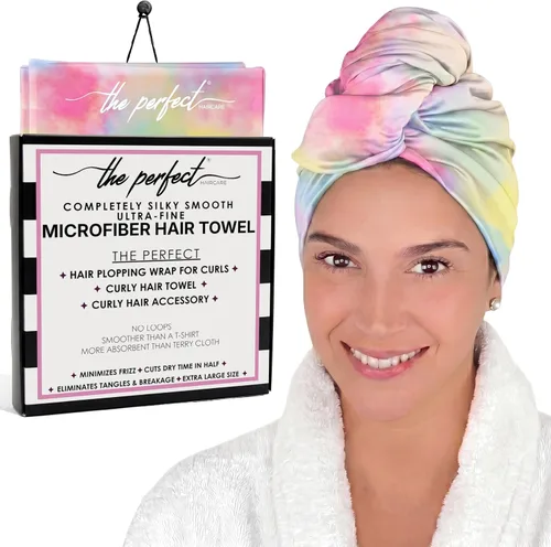 Vista 13 de Envoltorio de toalla de microfibra para el cabello para mujeres - Regalo y viaje - Suave como la seda - Cabello rizado, ondulado, liso para chicas