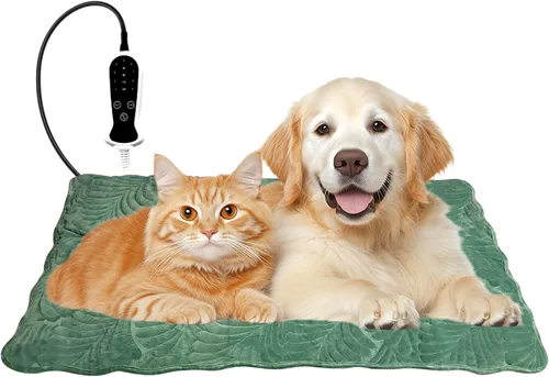 Vista 26 de Almohadilla térmica para mascotas para perro, 9 ajustes de tiempo y tubo protector de metal, añade calentamiento de cuerda de alambre, viene