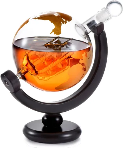 Vista 9 de Juego de regalo de globo de whisky, bandeja de base rica, dispensador de whisky dorado, tapón hermético para vino, bourbon, brandy, jugo, agua