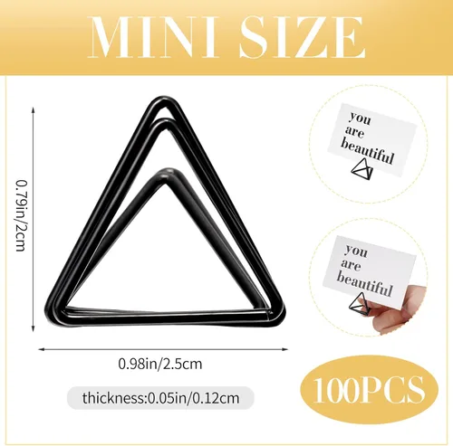 Vista 2 de Epakh 100 tarjeteros de lugar para tarjetas de mesa para boda, forma triangular, número de mesa, clips de imagen, soporte para centro de mesa