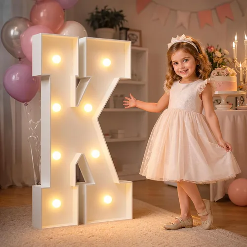 Vista 27 de imprsv Letras iluminadas grandes de 3 pies, letras iluminadas de marquesina para fiesta de cumpleaños (3 pies, letra y )