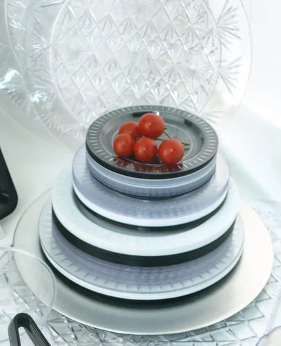 Vista 6 de Party Essentials N572417 Elegance - Plato de plástico duro para aperitivos, 5 x 7 pulgadas, color negro (caja de 288)