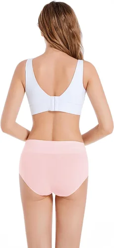 Vista 3 de COSOMALL Ropa interior de cintura alta para mujer, de algodón, suaves, completas, paquete de 5