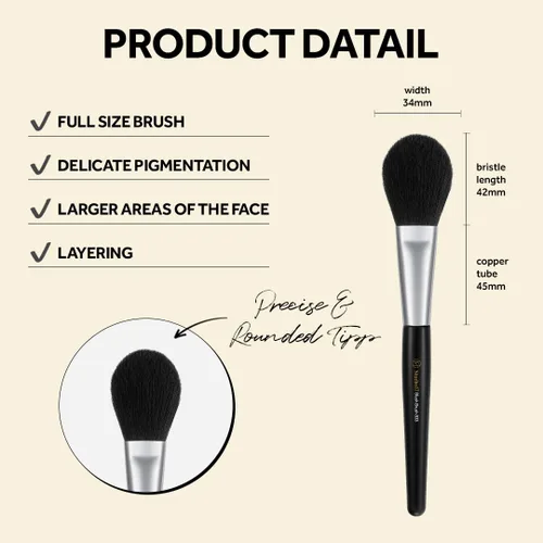 Vista 3 de STUDIO17 Brocha para rubor para maquillaje Brocha de maquillaje profesional con cerdas sintéticas de primera calidad Brochas de maquillaje
