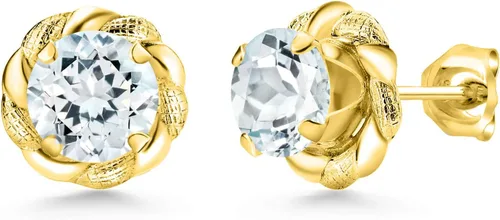 Vista 110 de Gem Stone King Aretes de plata de ley 925 de 0.236 in con piedra natal redonda para mujer