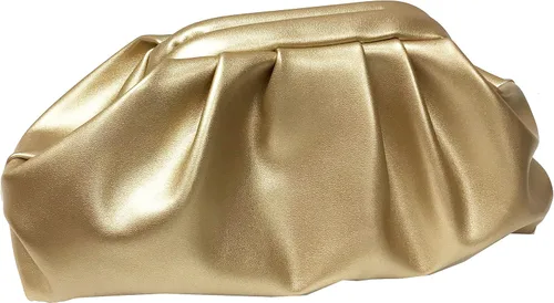 Vista 2 de expouch Bolso de noche con diseño fruncido para mujer, con cadena dorada, bolso de hombro