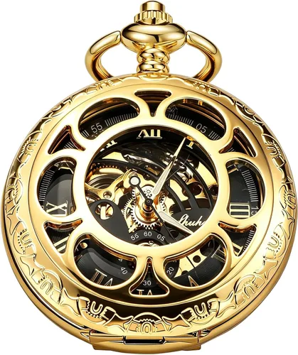 Vista 12 de Reloj de bolsillo mecánico para hombre, esfera de número romano, diseño de fase lunar MW104