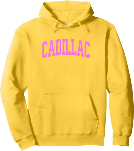 Vista 6 de Cadillac Michigan MI Vintage Athletic Sports - Sudadera con capucha de diseño rosa, Negro