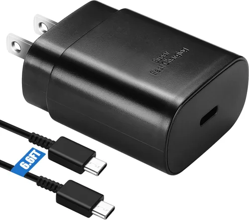 Vista 25 de Kit de cargador súper rápido tipo C, bloque de cargador de teléfono Android PD de 25 W PD USB C y cable de carga C de 5 pies, cable de carga rápida