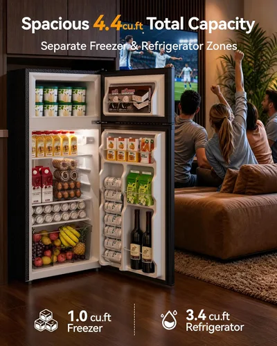 Vista 3 de Tehanld Refrigerador congelador de 4.4 pies cúbicos para dormitorio/oficina