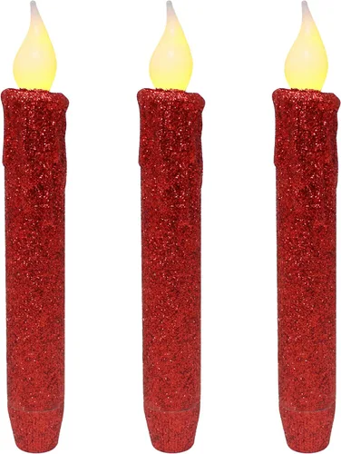 Vista 15 de CVHOMEDECO. Velas LED sin llama con purpurina parpadeantes que funcionan con pilas, con temporizador para el hogar, boda, Halloween, decoración