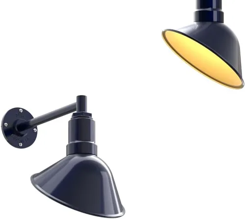 Vista 16 de Steel Lighting Co. Luz de Letrero de Tienda Venice para Pared de Acento de Restaurante al Aire Libre Cúpula de 9 pulgadas Brazo Recto de 6