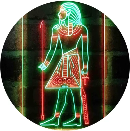 Vista 13 de ADVPRO Pirámides egipcias Antiguo Egipto Menes Faraón Hombre Dual Color LED Neon Sign Azul y Rojo 8 x 12 pulgadas st6s23-i4050-br