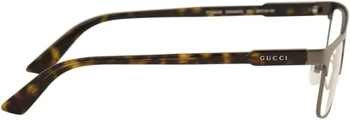 Vista 3 de Gucci Lentes Titanium GG0494OJ GG0494OJ 002 Marco óptico de rutenio 2205in Gunmetal Transparent Havana Lens-56 Bridge-18 Temple-150
