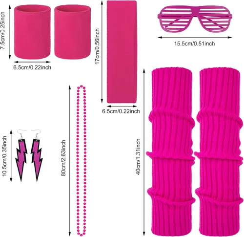 Vista 2 de iCamter Leg Warmers for Women 80s Headband Wristbands Set Costumes Party Sports Outfit 80s Accessories for Women