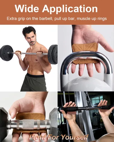 Vista 7 de SUJAYU Guantes de cuero para levantamiento de pesas, guantes de levantamiento de pesas para hombres y mujeres, guantes de gimnasio
