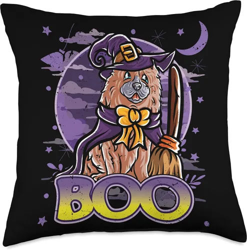 Vista 4 de BCC Chow Chow Shirts & Asian Dog Lover Gifts Chow Happy Halloween Costume Witch Throw Pillow, 16x16, Multicolor