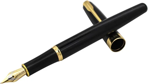 Vista 5 de Gullor 5 bolígrafos estilográficos BE388 con borde dorado, punta media, color negro