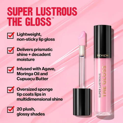 Vista 3 de Revlon - Brillo de labios, Super Lustrous The Gloss, no es pegajoso, acabado de alto brillo 200 Crystal Clear