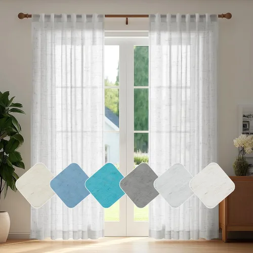 Vista 48 de Deconovo - Cortinas transparentes con filtro de luz de 84 pulgadas de largo Plata