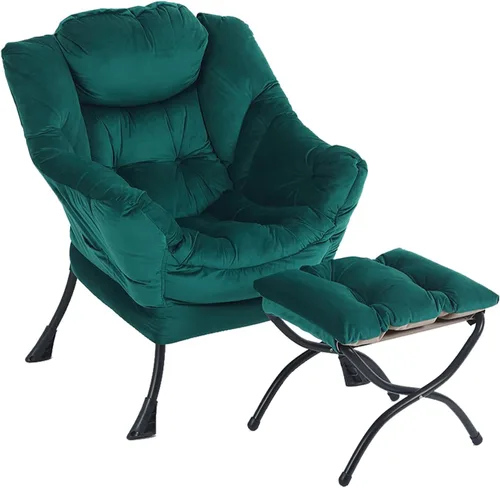 Vista 36 de LITA - Silla perezosa con otomana, sofá tapizado de ocio moderno de acento, silla de lectura contemporánea de salón con reposabrazos y bolsillo
