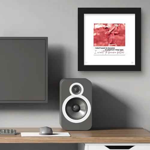 Vista 5 de Trends International Gallery Pops Tiger Woods - Arte de pared con frase Become Better, versión enmarcada negra, 12 x 12 pulgadas