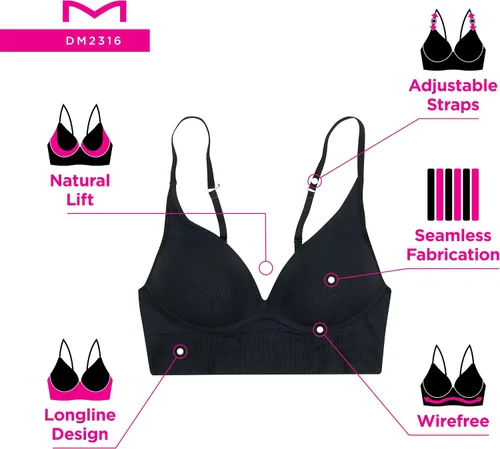 Vista 5 de Maidenform - Bralette sin costuras M Lift para mujer, convertible de línea larga sin aros estilo tanque