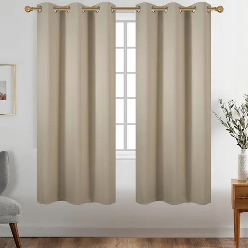 Vista 78 de Diraysid Cortinas opacas beige con ojales para dormitorio, con aislamiento térmico, cortinas de oscurecimiento de habitación, 38 x 54 pulgadas, 2
