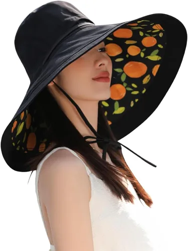 Vista 11 de Sombreros de sol de ala extra ancha de 6 pulgadas con protección UV UPF 50+ y correa para sombrero de playa para mujer