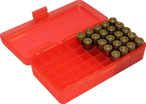 Vista 2 de MTM - Caja de munición de plástico, color rojo transparente 50, redondo, 40 S&W / 45 ACP