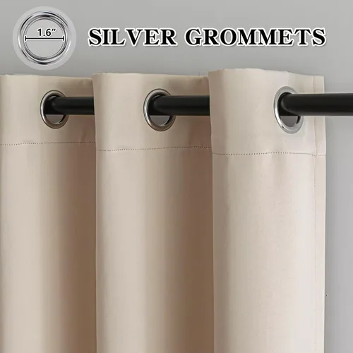 Vista 3 de IGEMAEVE Juego de 2 paneles de cortinas beige de 84 pulgadas de largo, cortinas filtrantes de luz para sala de estar de 84 pulgadas de largo
