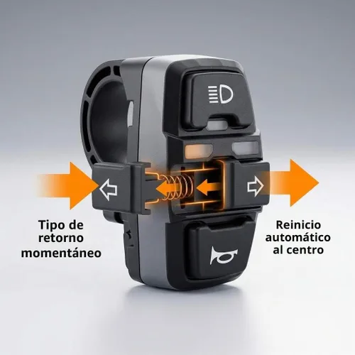 Vista 4 de QWORK® Interruptor de control de manillar de motocicleta 3 en 1 - Luz delantera, señal de giro, bocina Montaje en manillar de 22mm 7/8 pulgadas