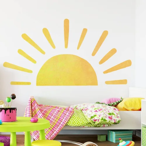 Vista 2 de 45.6 x 23.8 pulgadas, diseño bohemio de medio sol, calcomanías de pared removibles para pared, vinilo para despegar y pegar, calcomanías de medio