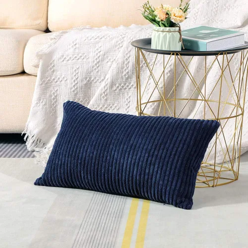 Vista 4 de Artscope Fundas de Almohada de Pana a Rayas Acogedoras Súper Suaves Decorativas Oblongas Fundas de Almohada Decorativa Fundas de Cojín para Sofá