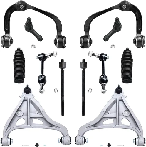 Vista 86 de Detroit Axle – 12 brazos de control superiores e inferiores delanteros con rótulas, barras de unión exteriores e interiores con topes, barras