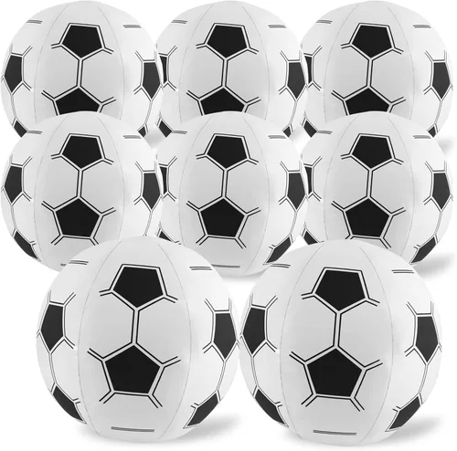 Vista 7 de FOIMAS 8 pelotas de fútbol de playa, pelotas de fútbol inflables de 15 pulgadas para verano, piscina, playa, fiesta, actividades al aire libre negro