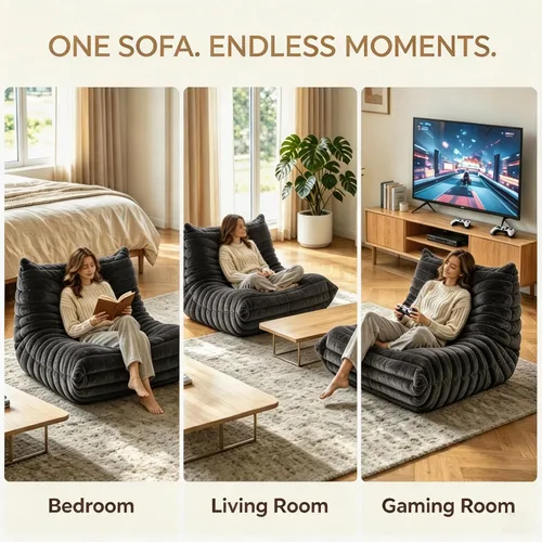 Vista 5 de YVDNHP Puf de espuma viscoelástica, sofá Fireside Togo con almohada