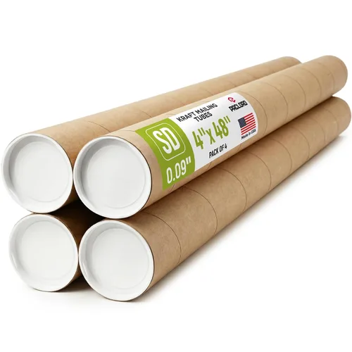 Vista 45 de Tubo de cartón reforzado de 2 x 18 pulgadas, paquete de 4 tubos con 8 tapas, seguro aprobado por USPS, ideal para envío y almacenamiento