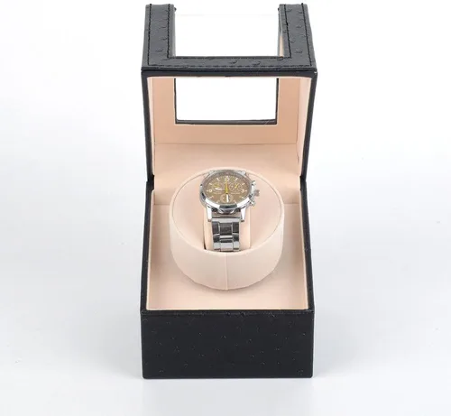 Vista 2 de Enrollador automático de un solo reloj con motor Mabuchi japonés silencioso, adaptador de CA o funciona con pilas (batería no incluida), Reloj Winder